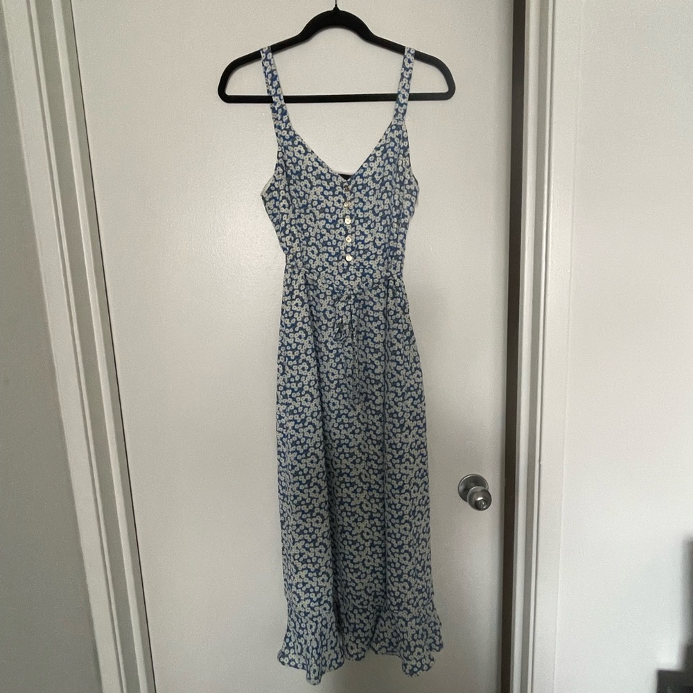 Lulus Darling Daisies Blue Floral Print Midi Dress